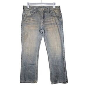 Vintage Y2K Old Navy‎ Jeans Mens 36x30 Boot Cut Distressed Blue Denim Faded